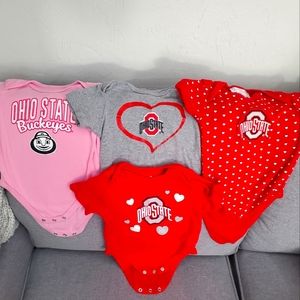 EUC set of 4 Ohio State onesies